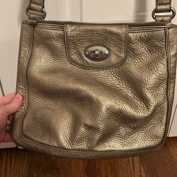 Fossil marlow leather crossbody metallic gold - Picture 2 of 8